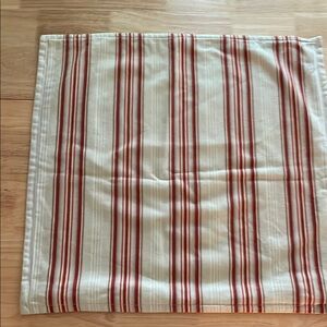 Pottery Barn Red and Cream Striped 20 inch Pillow Cover purchased